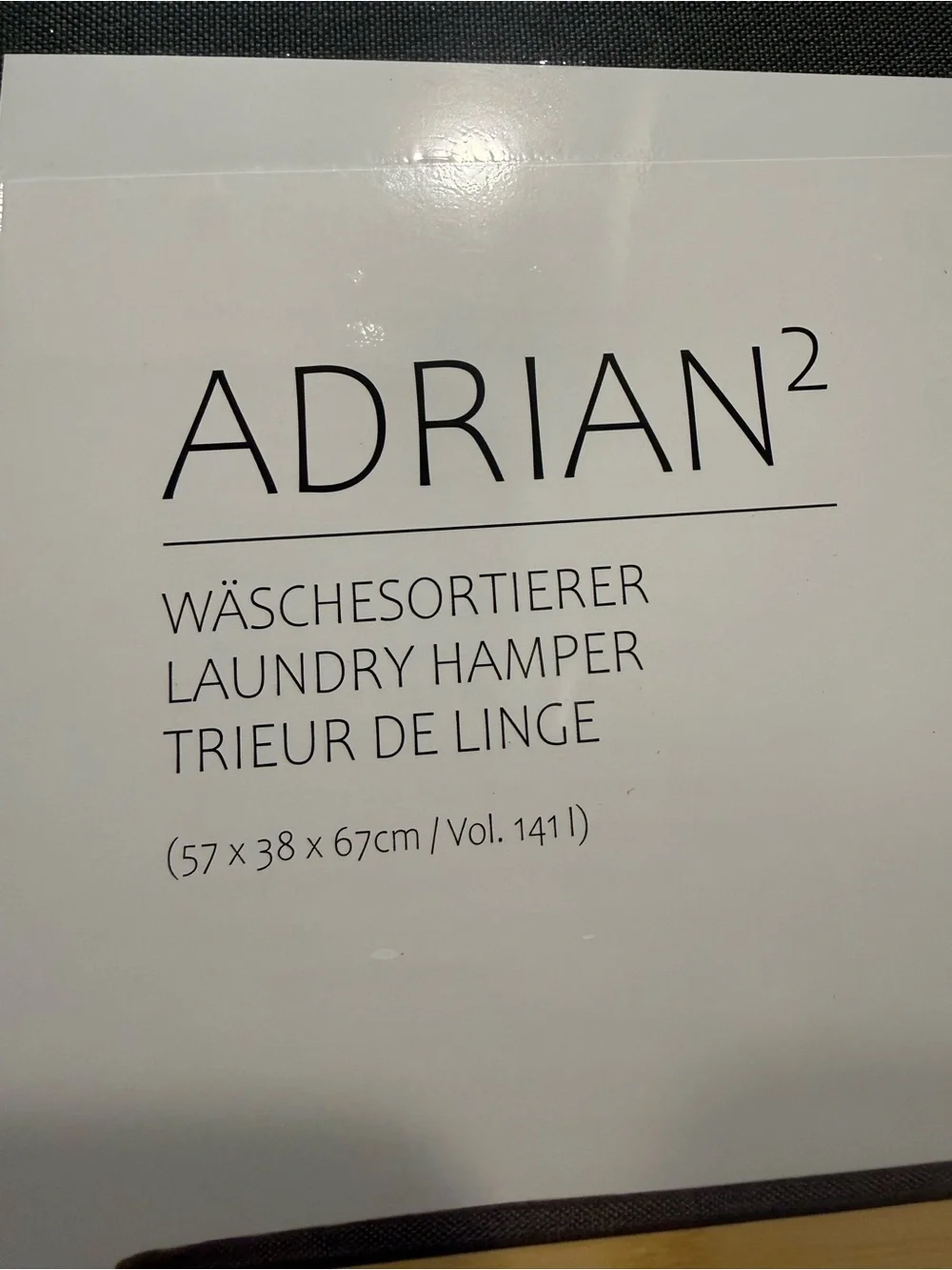 Hennez Adrian² Dark Gray & Wood Laundry Hamper w/ Removable Laundry Bag - NWT!